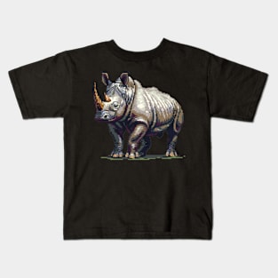 Pixel Rhinoceros Kids T-Shirt